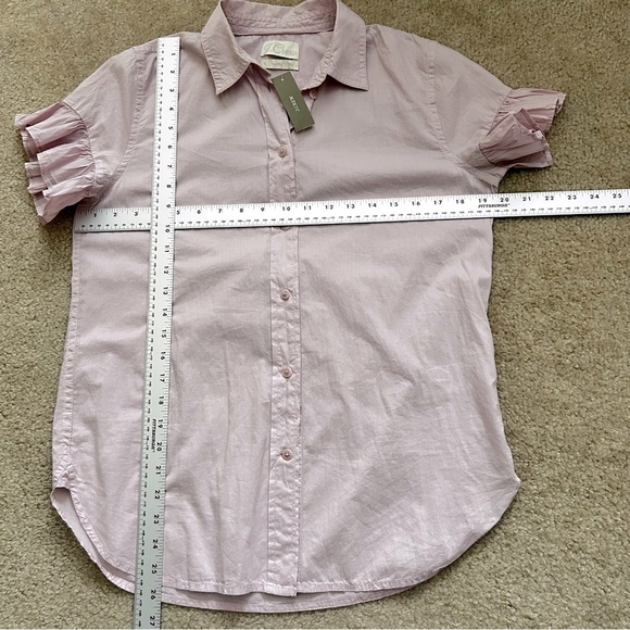 J. Crew Classic Short Sleeve Button Down Cotton Top - Picture 5 of 7
